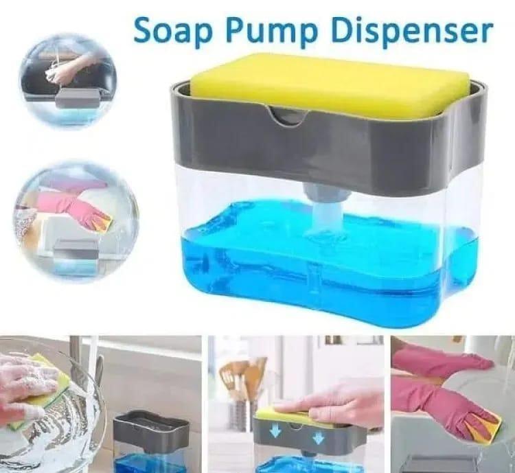 2 in 1 Premium Quality Plastic Soap Dispenser & Sponge Holder Pump (Free Delivery)