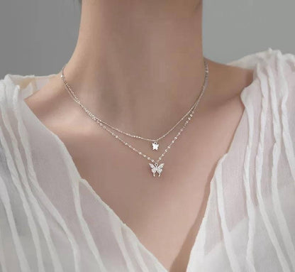 Reflective Double Layered Butterfly Necklace for Women (Free Delivery)