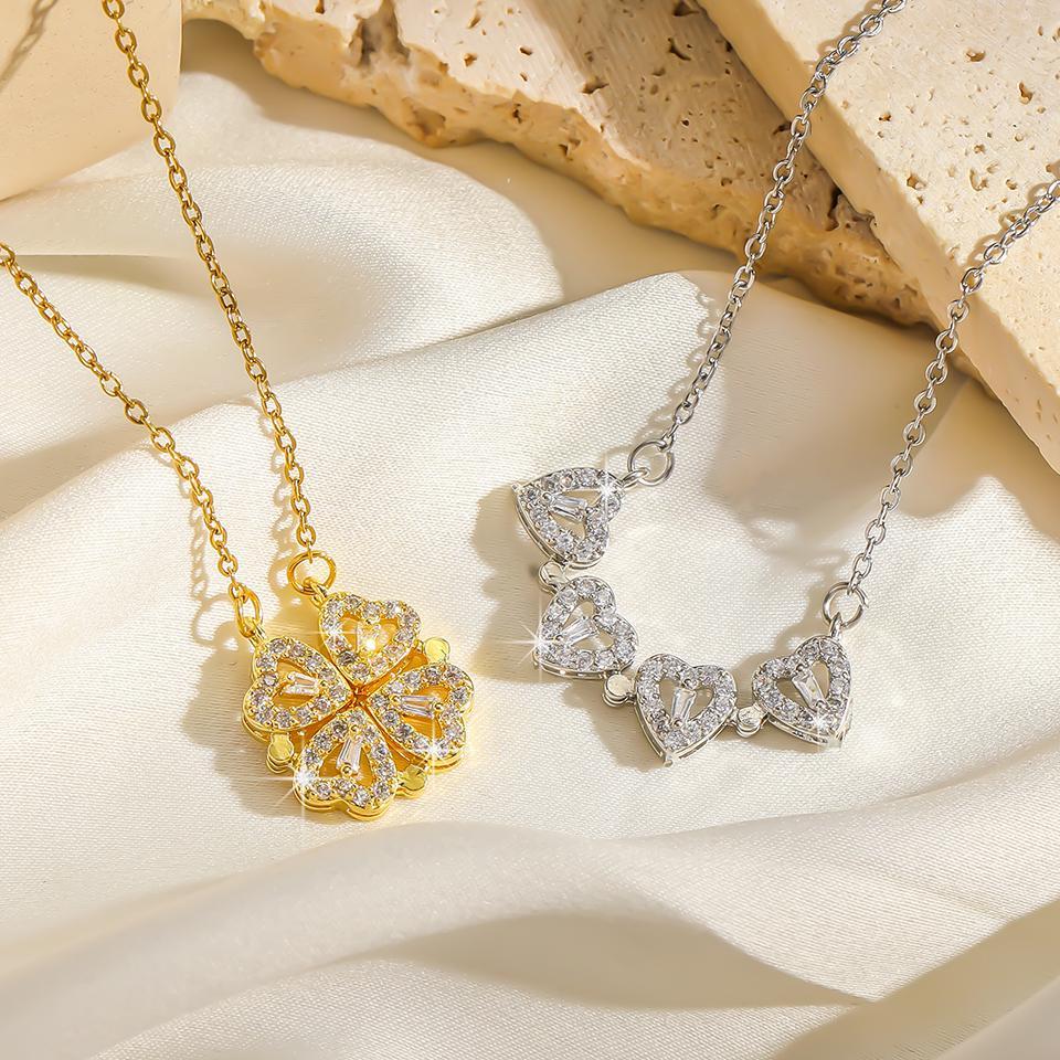 Magnetic Heart Design Gold Plated Necklace Silver & Golden (Free Delivery)