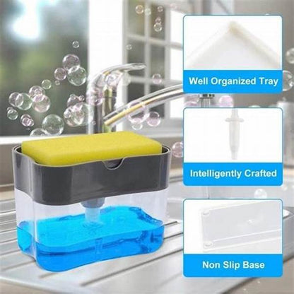 2 in 1 Premium Quality Plastic Soap Dispenser & Sponge Holder Pump (Free Delivery)