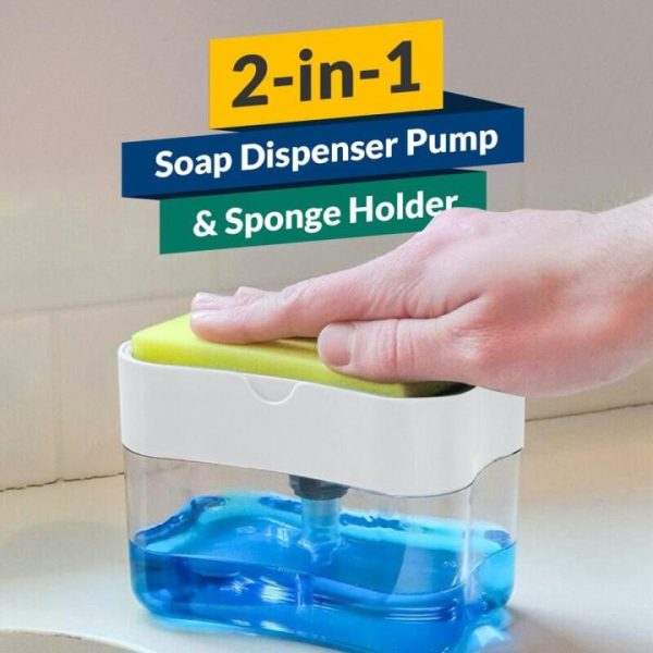 2 in 1 Premium Quality Plastic Soap Dispenser & Sponge Holder Pump (Free Delivery)